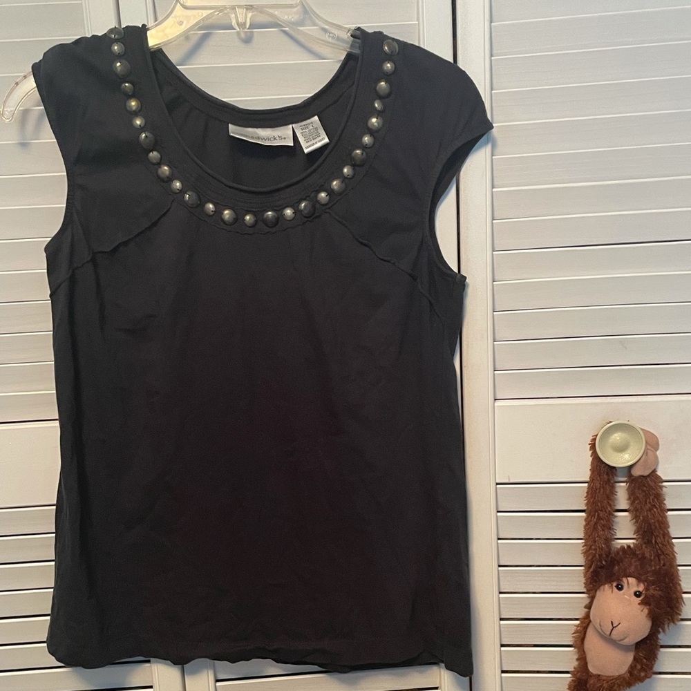 solid black cotton shell camisole top size l
